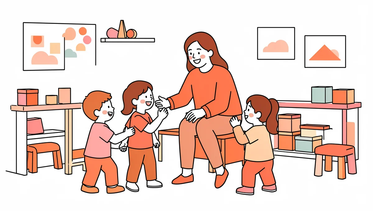 Erzieherin begleitet Kinder im pädagogischen Alltag einer Kita